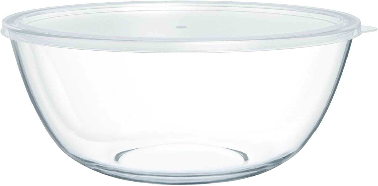 Extra Large Glass Mixing Bowls Clear Glass Salad Cooking Bowls for Kitchen Salad Bread Storage (4.7Qt)
