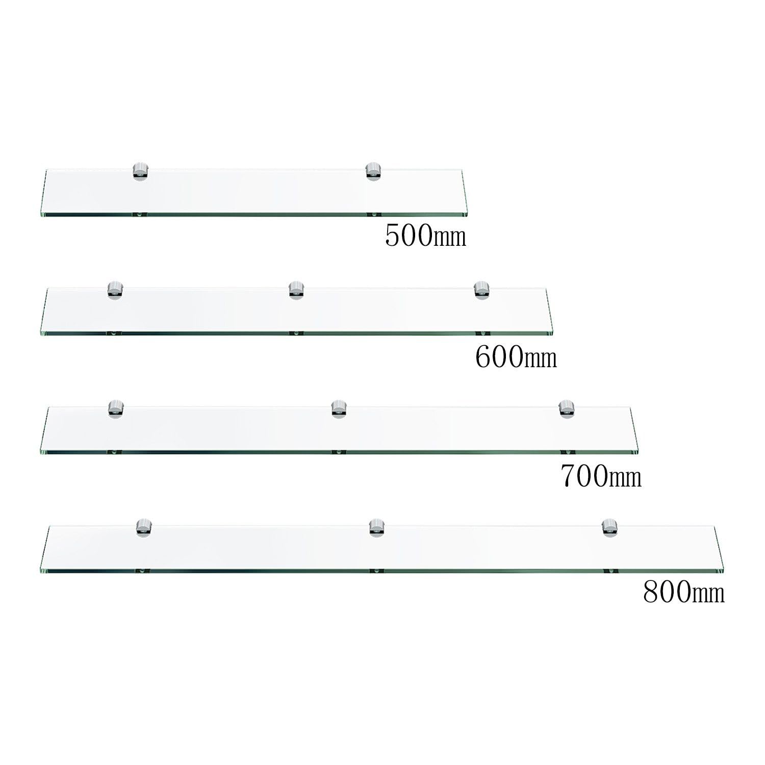 Étagère murale en verre de salle de bain - 70 cm - En verre transparent de sécurité ESG de 6 mm