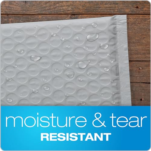 Image of Quality Park Bubble Mailers, 6 inch x 9 inch, Gray Poly Mailers, Padded Envelopes, Shipping Bags, Water Resistant, Self Seal, 50 Per Box (QUA85911)