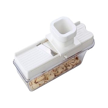 Dry Fruit, Vegetable, Garlic Ginger Slicer, Cutter, Grater with Hand Guard Holder, It Comes with Adjustable Thickness Setting Along with A Container