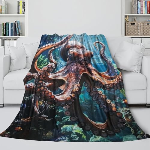 Couverture pieuvre 180x200 cm plaid super doux et chaud pour lit et canapé - 5