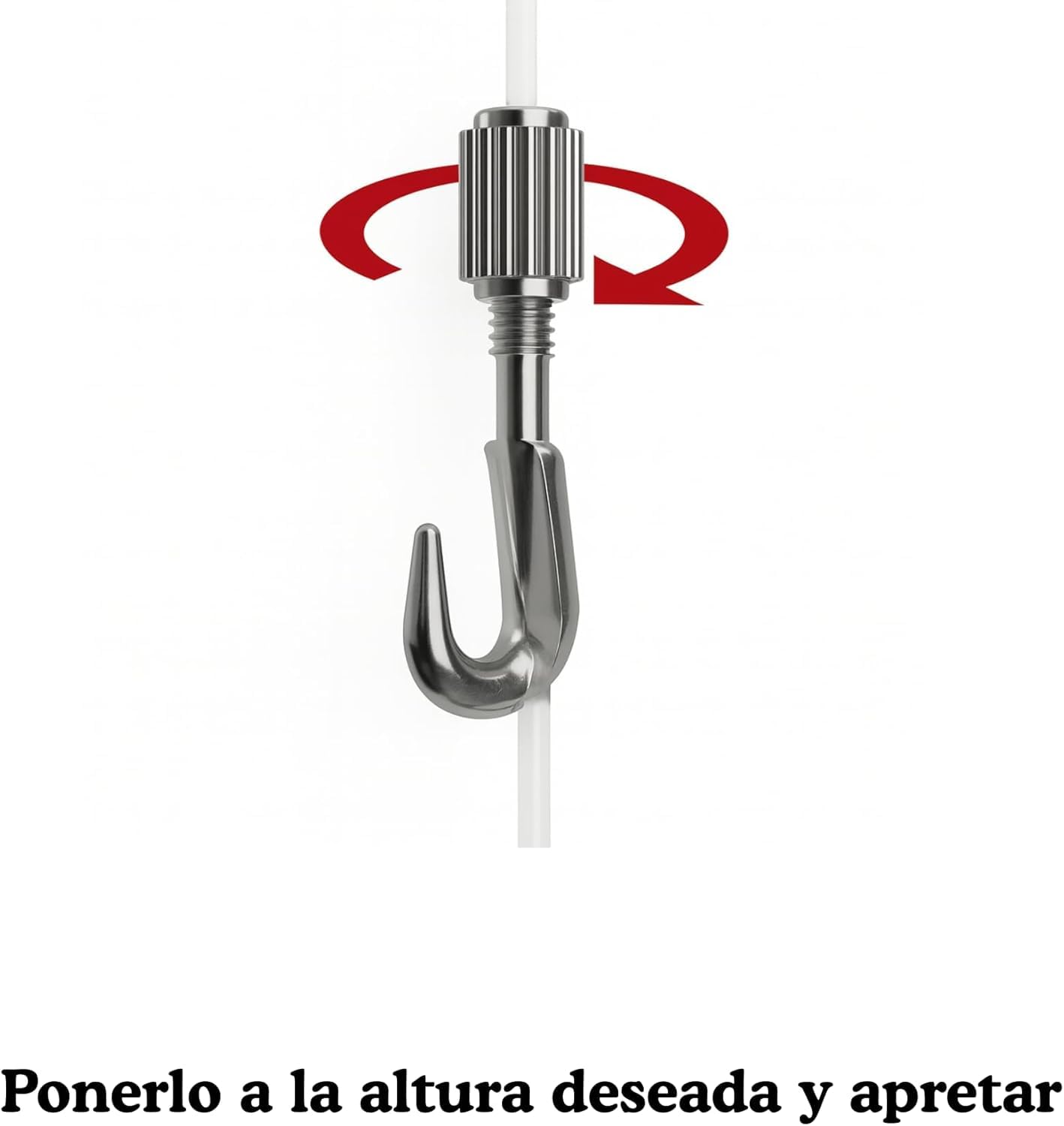 Colgar cuadros sin agujeros - Gancho | Con lazo de nylon 2 m (1,5-1,8 mm)| Ajuste con una mano | Sistema autoblocante | Uso doméstico y oficina - (Cuelga Fast Lazo, 15, unidad)