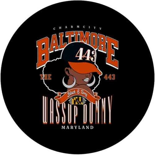 Miniatura 3 de 443 Area Code Baltimore Maryland Flag Blaq Girl Bmore Pride PopSockets Standard PopGrip