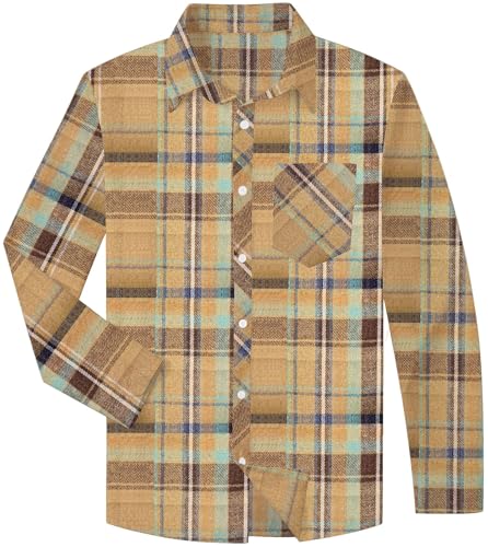 Image of Betusline Boy and Men Button Down Plaid Shirt | Soft,Breathable and Comfortable Fabric