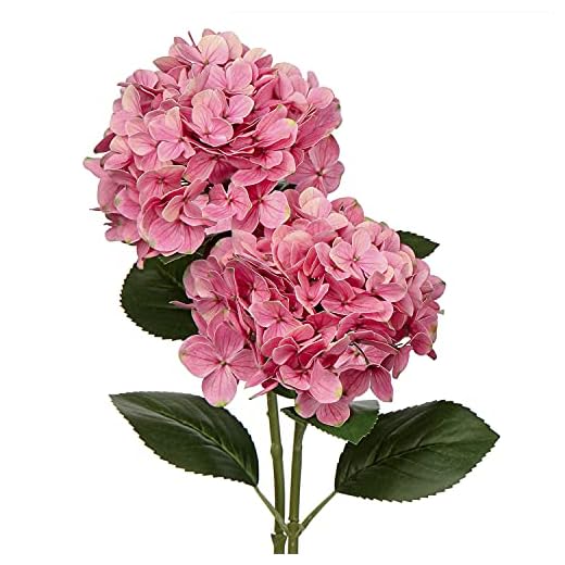 2 flores artificiales de hortensia decorativas rosas falsas de seda al tacto real, tallo de 63 cm de largo para decoración del hogar, hotel, oficina, boda