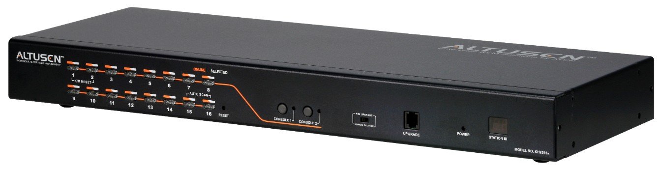 Aten KH2516A - Switch KVM a 2 console 16 porte Cat 5 ad alta densità, colore: Nero