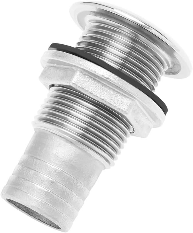 YINETTECH 316 Stainless Steel Boat Water Drain Plug Thru-Hull Fitting Drain Joint with Custom Gasket Boat Plumbing Fittings for Boats, Yachts, Marine