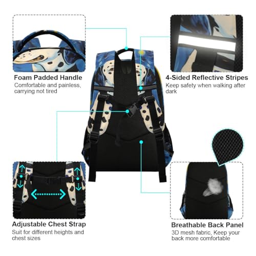 Watercolor Dalmatians Dog Starry Sky Kid's Backpack for Boys Girls School Backpack Laptop Travel School Bag with Pockets4