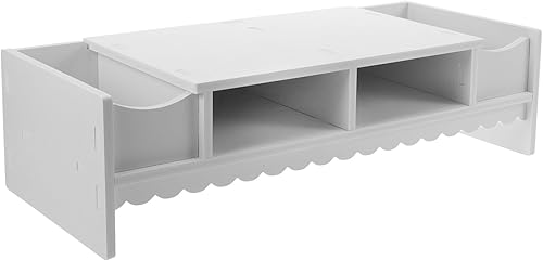 Miniatura 1 de VALICLUD Multifunction Storage Rack White Monitor Shelf Riser with Desktop Organizer for Office Home Creative Screen Display Stand for Eyeglass Keys