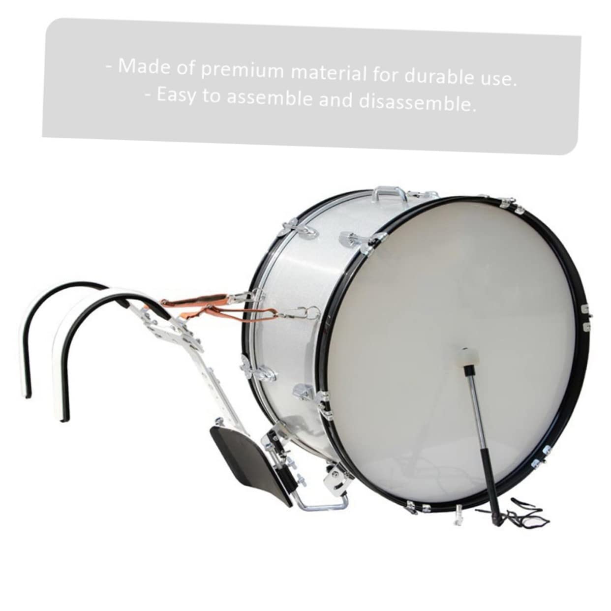 TOYANDONA Verstellbarer Weiß aus Aluminiumlegierung Marschtrommelträger mit Schulterpolster Leicht zu Tragen und Einfach zu Montieren für Snare Drum Trommel Groß