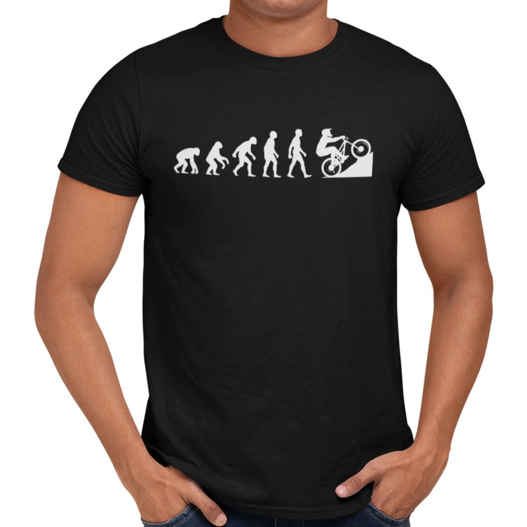 Getting Shirty Mountain Bike MTB Evolution T-Shirt for Men and Women (UK, Alpha, XXL, Regular, Regular, Black)
