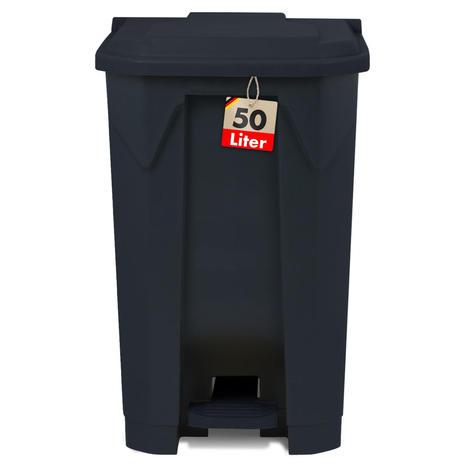 KARAT Poubelle avec couvercle hermétique et 2 poignets de transport en plastique pour usage intérieur extérieur, résistant aux intempéries, Idéal pour Jardin Restaurant (Gris (Olaf), 50l)