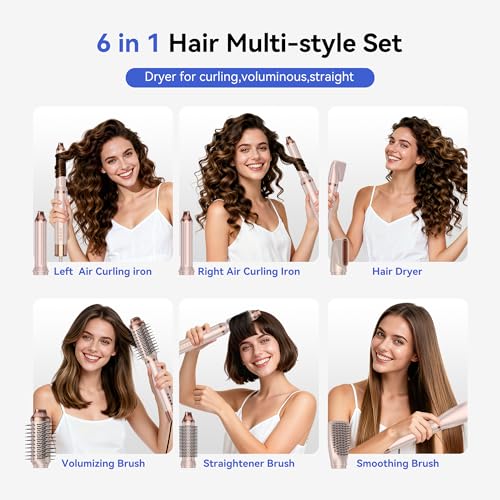 6-in-1 Hair Dryer Brush, 110,000 RPM High-Speed Hair Dryer Fast Drying,Upgraded Air Styler with Auto Wrap Curlers,Blow Dryer Brush for Straightening, Smoothing,Volumizing, No Heat Damage - Image 5