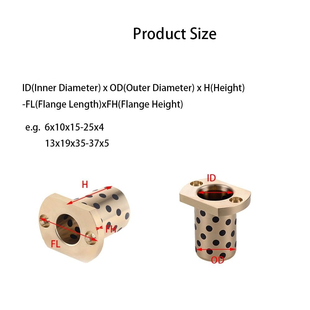 Manicotto del cuscinetto con flangia in ottone e grafite, 1 pezzo, diametro interno 16, 20, 25 mm, manicotti in, di rifinitura copertura in, quattro fori, cuscinetti boccola composita(20x28x60-49x6)