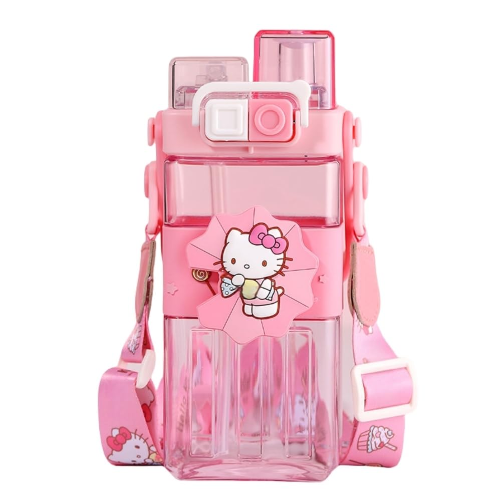 Fashion Yo Cat 520Ml Water Bottle Reusable Kids Pp With Two Lids Leak Proof With Straw Lid Bpa Free Drinking Bottle (Cat 520Ml)