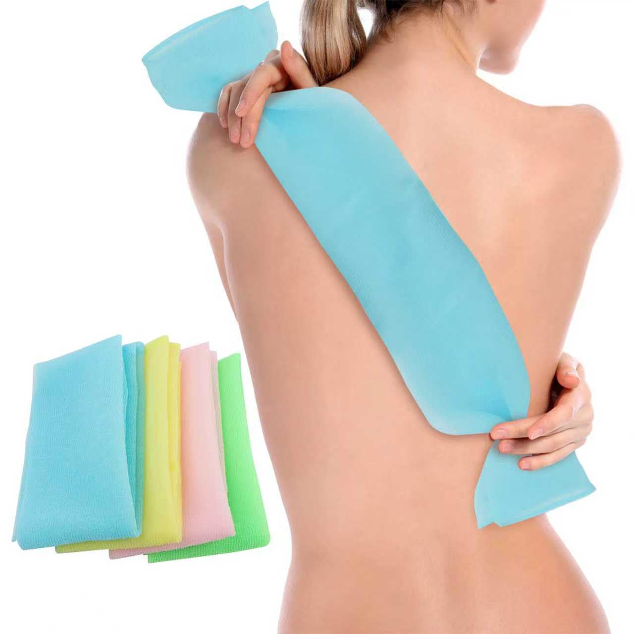 INFICRIME 4 Pack Exfoliating Washcloths Body Scrubber Back Scrubber for Shower - Japanese Korean Style Body Scrubber Back Scrubber, Luffah Towel Net