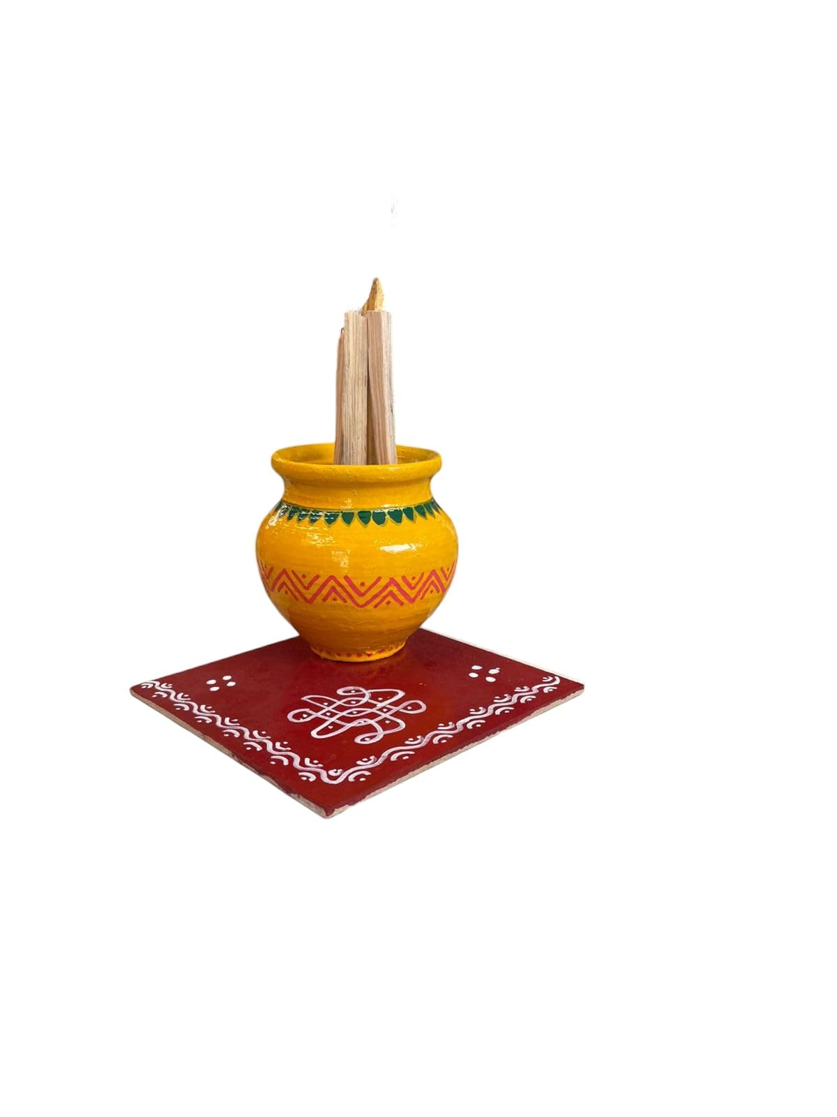 Bhogi Pongal Home Decor Pot with Kolam Design Base