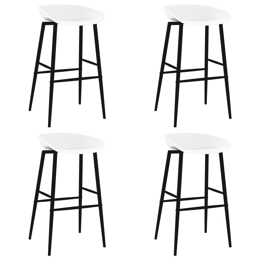 Juego de 5 piezas de bar, color negro y blanco, mesa de bar, 120 x 60 x 105 cm, con 4 taburetes de madera MDF y polipropileno, ahorra espacio para cocina, salón, comedor y jardín