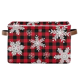 DOMIKING Rectangular Christmas Storage Bin Snowflakes Christmas Basket with Handles - Nursery Storage, Laundry Hamper, Book Bag, Gift Baskets DOMIKING Rectangular Christmas Storage Bin Snowflakes Christmas Basket with Handles Nursery Storage Laundry Hamper Book Bag Gift Baskets