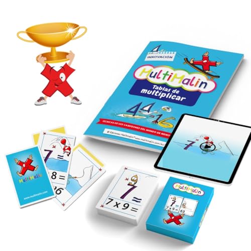 Multimalin Tablas de Multiplicar para Niños (Cuaderno + Dibujos Animados + Juego de Cartas) - Aprender las Tablas de Multiplicar con el método de asociación de imágenes mentales (Español)