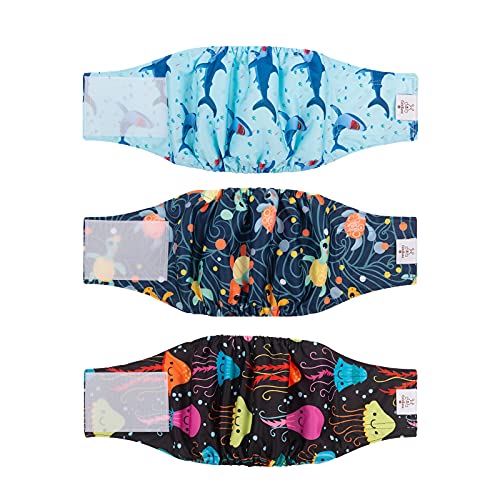 Image of CuteBone Dog Diapers Male Washable Belly Band for Male Dogs Wraps 3pcs a Pack DM28S