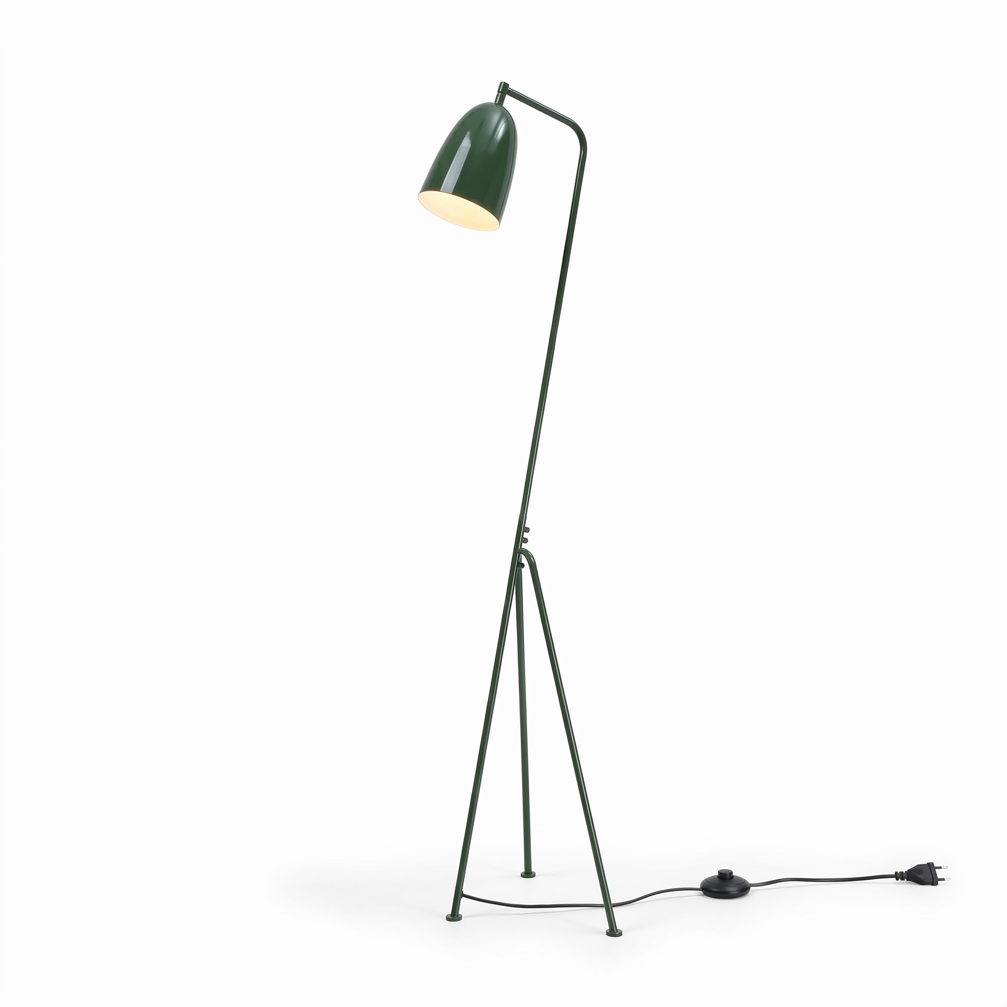 BARCELONA LED Lampa Podłogowa Shoppen Zielona, Nowoczesna Lampa Trójnóg Mid Century, Regulowany Klosz E27, Skandynawska Lampa Vintage do Salonu Sypialni Biura