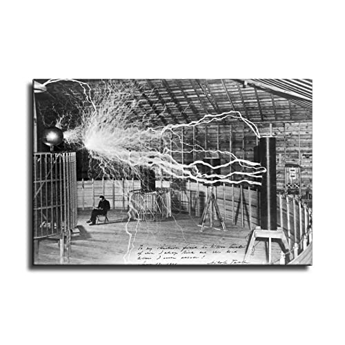 Wjoonn Nikola Tesla Reading In His Colorado Springs Laboratory Canvas Art Poster And Wall Art Picture Print Modern Family Bedroom Decor Posters 16X24Inch(40X60Cm) #TOP2