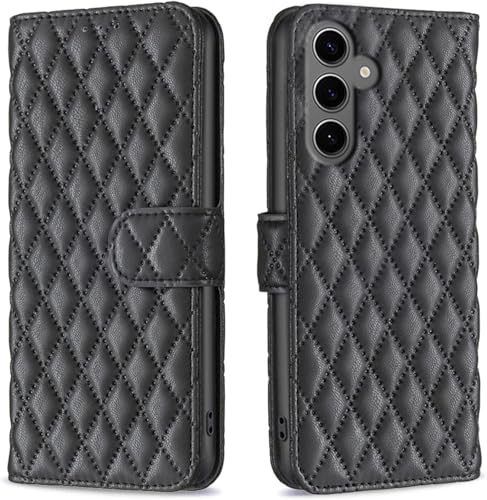 Image of ClickCase for Samsung Galaxy M35 5G Puffer Bubbly Soft Faux Leather Back Case Magnetic Wallet Flip Cover for Samsung Galaxy M35 5G (Black)