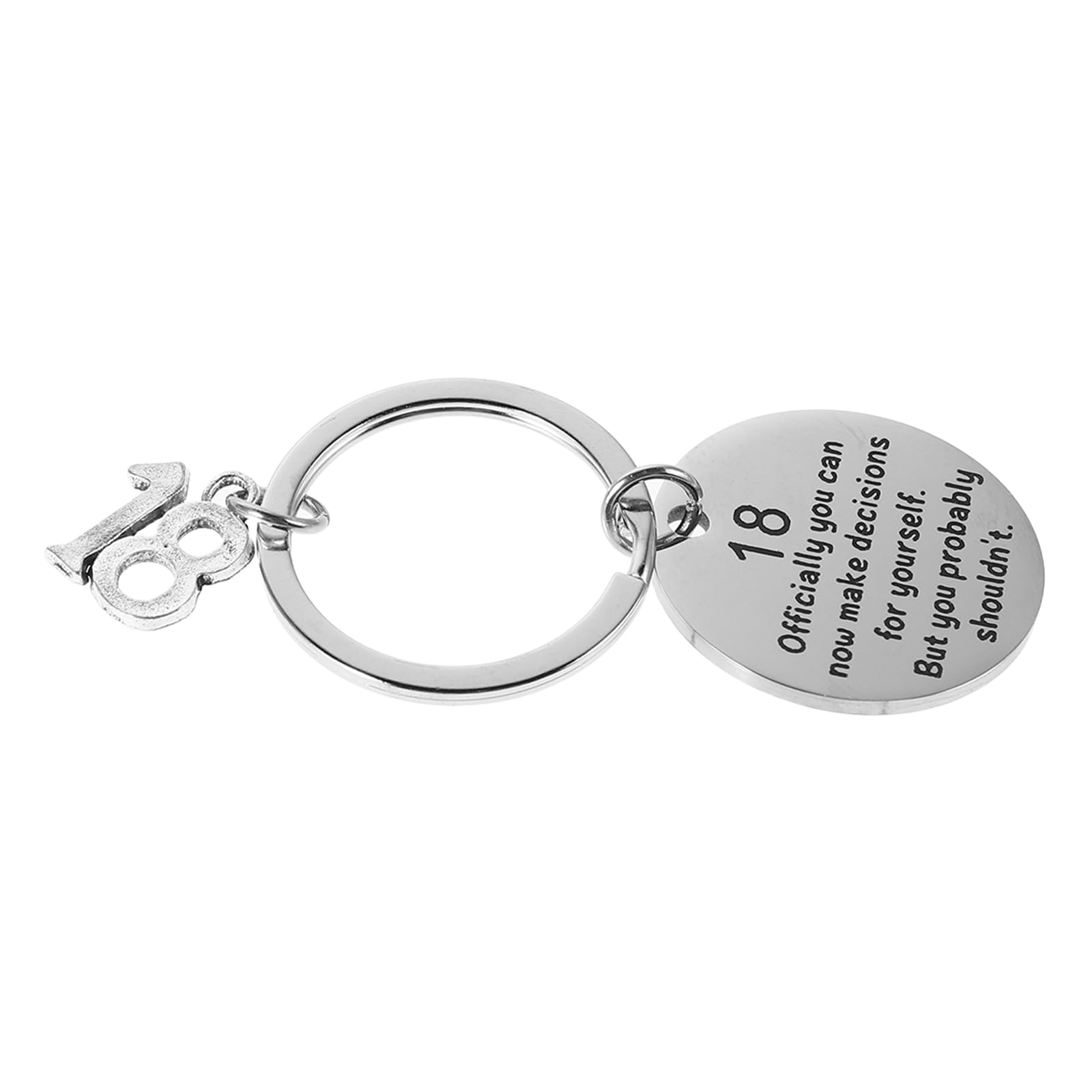 LOGOFUN 18th Birthday Keychain Stainless Steel Inspirational Key Holder for Teens Boys Girls Friends Special Occasion Celebration Party Favor