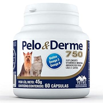 Suplemento - Pelo & Derme 750 Para Cães Vetnil - 60 Cápsulas