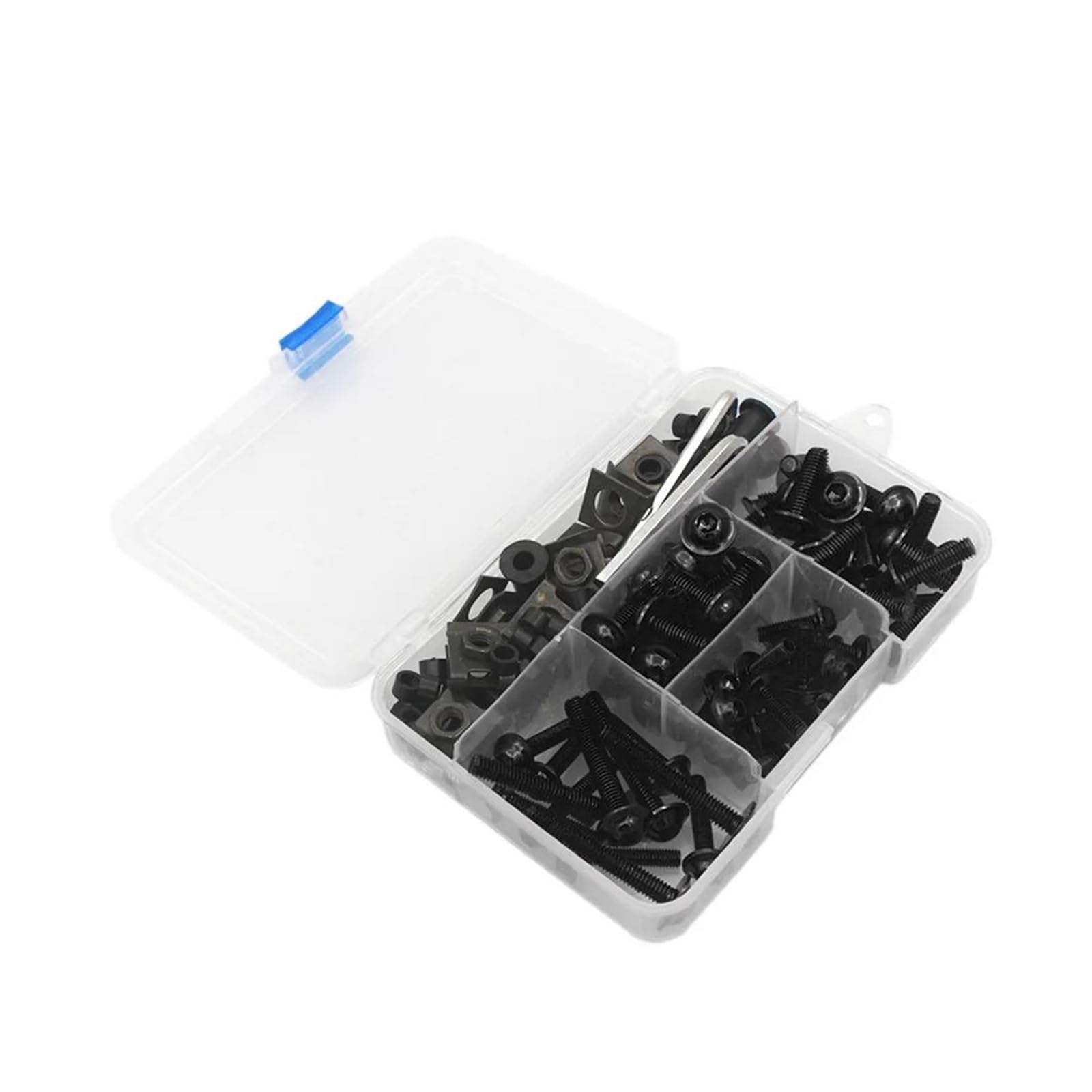 AMZCO Motorcycle Nut Bolt Parts Kit (Black) - 177PCS - M6, M5 - Aluminium - Hexagon Bolts - Motorcycle Hardware Kit