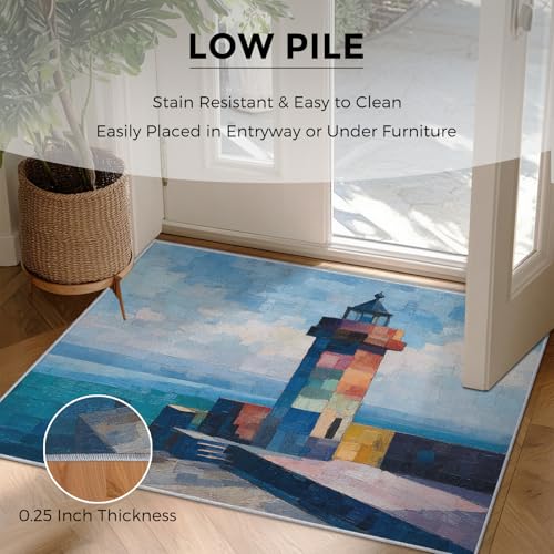 Tapis salon phare moquette nautique chambre douce 80x150 - 3