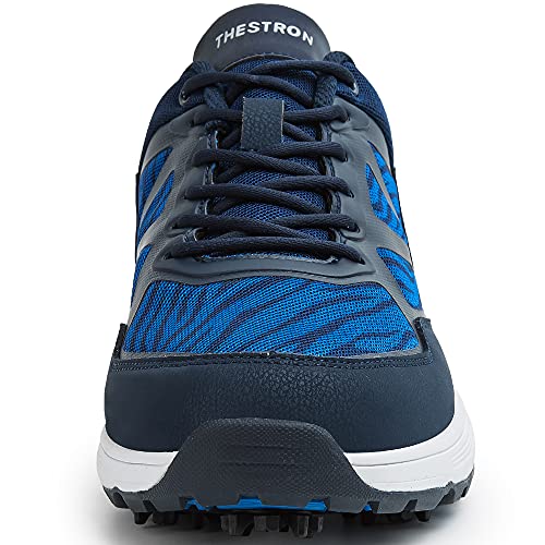 Thestron Men Golf Shoes Mesh Breathable Breathable Golf Walking Sport Sneakers 7 Spikes Golf Trainers … Dark Blue thumb #1