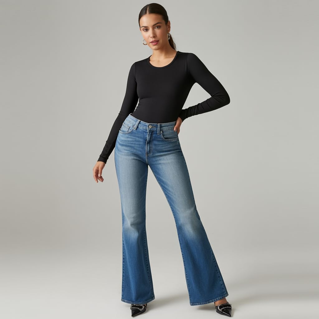 Sol Living Shapewear for Women Tummy Control Bodysuit Body Shaper Tummy Control Seamless Bodysuit Slimming Long Sleeve Top - Image 2