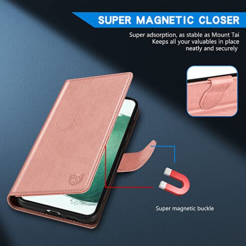 ZZXX for Galaxy S22 Plus Wallet Case Magnetic Closure 6.6 inch,Rose Gold - image 4