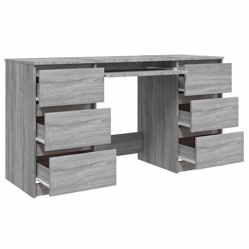 Scrivania in legno Sonoma, 140 x 50 x 77 cm, con cassetto, capienza, compatta, moderna, per ufficio, casa, gaming, PC, lavoro, laptop, segretaria, colore: grigio