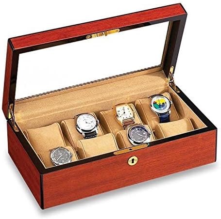 Eight Watch Display Holder Case with Beveled Glass Top