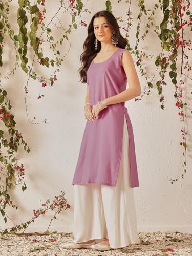 Image of Ada Hand Embroidered Lucknowi Chikankari Kota Kurta for Women A411211