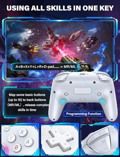 Image of ZRZLMVP Switch Controllers for Nintendo Switch /OLED /Lite /Switch 2, 1000mAh Rechargeable Wireless Pro Controller with 9 Colors LED Light, Switch Remote Control Gamepad with Wake Up, Turbo, Vibration
