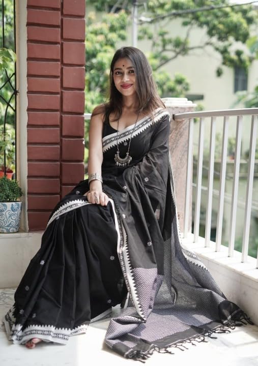 Image of Flosive Women's Woven Cotton Silk Saree With Unstitched Blouse Piece