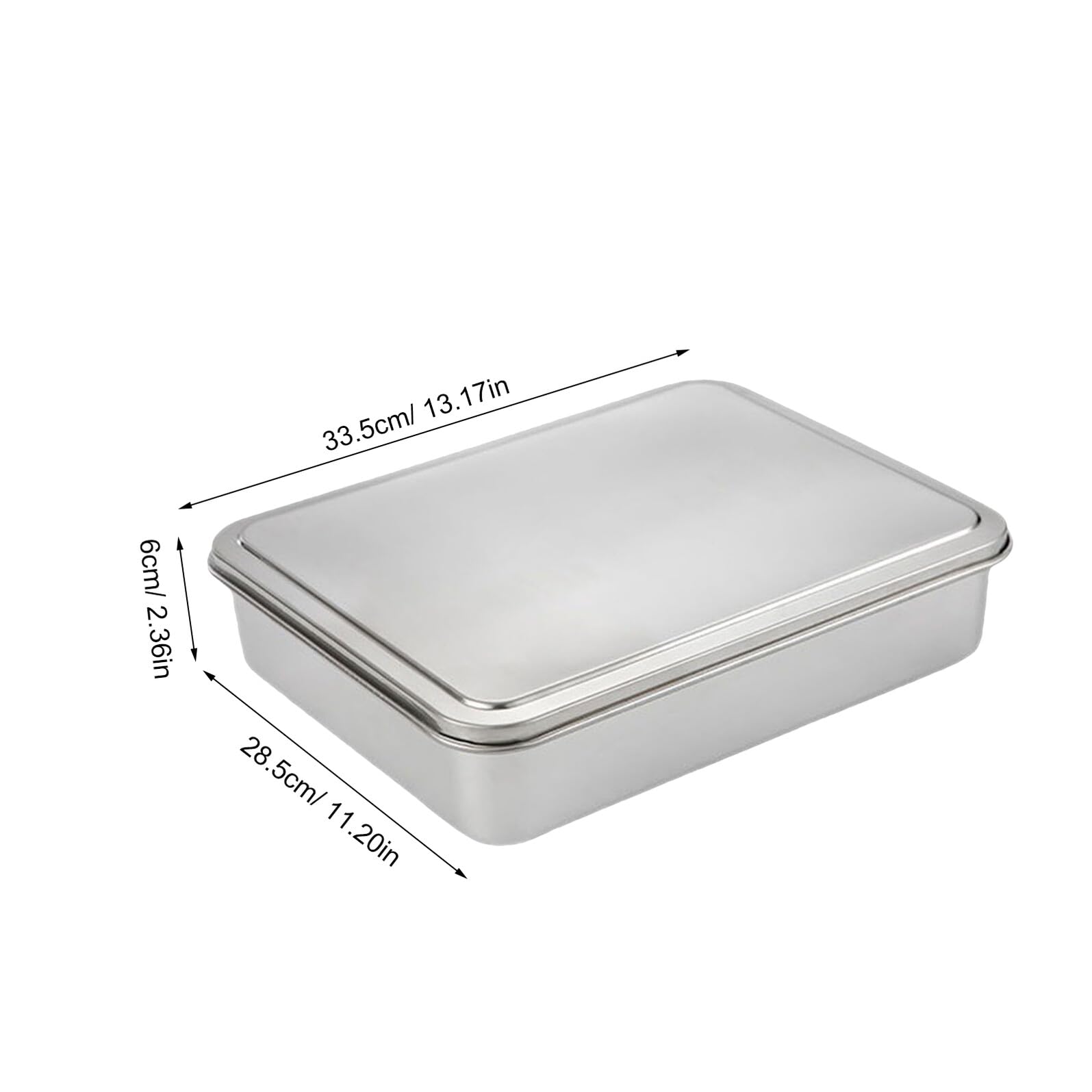 Ciieeo Edelstahl Tiramisu Backform mit Deckel, Rechteckig, Silber