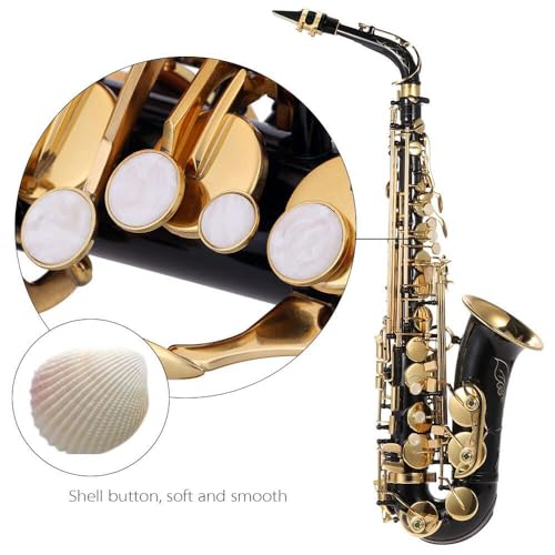 summina Gold lackiertes Messing Saxophon Saxophon E-Flach Note Altsaxophon 82Z Schlüsseltyp Holzblasinstrument mit Pinsel Tuch Handschuhe Gepolsterter Gurt