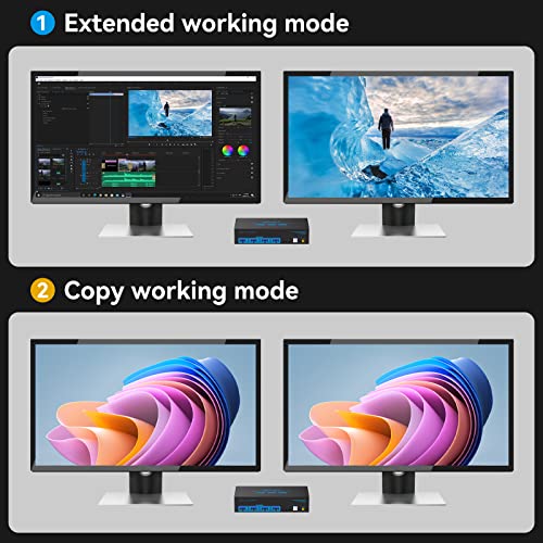 Cmstedcd CMSTEDCD-US-SW221(DEEP BLUE) 8K Hdmi Kvm Switch 2 Monitors 2 Computers Dual Monitor Support 8K@60Hz 4K@120Hz Kvm Switcher Pc Extended Display thumb #2