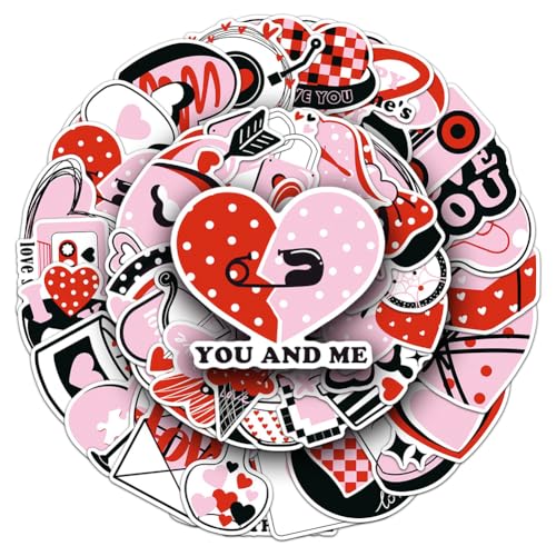 I Love You Stickers |50Pcs Valentine's Day Theme Waterproof Vinyl Stickers