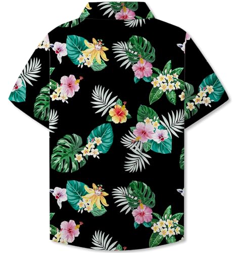 Image of SANGTREE Girls & Women's Hawaiian Shirts Button Down Short Sleeve Floral Tropical Shirt Beach Vacation Blouse Tops