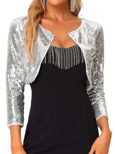 Cardigan paillettes femme gilet métallique court brillant pour tenue habillée
