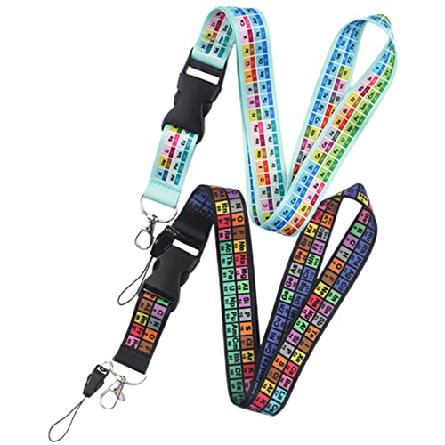 CANIGHT 2 Piezas De Química Cordones Para Profesores Cordones De Teléfono Decorativos Cordón De Tabla Periódica Porta Carretes Cordón De Cuello Para Llaves Poliéster + Plástico