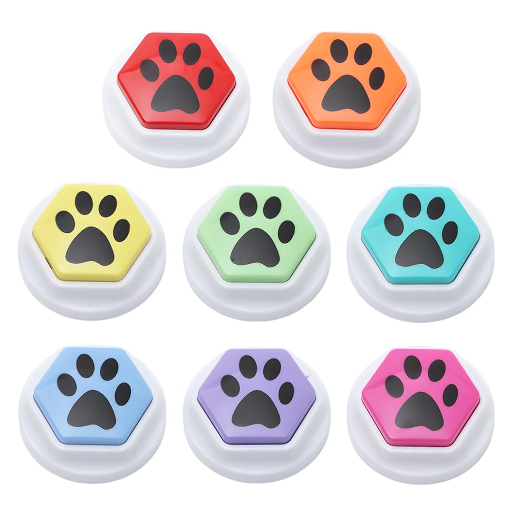 NAVESO 8 Pièces Buzzer Enregistrable, Bouton Enregistreur, Buzzer Sonore, Bouton Chien Communication, Boutons Parlant Enregistrable pour Lentraînement Au Animaux Communication Enregistrée