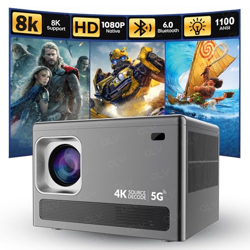 Image of OLV Portable Smart Mini Projector for Room 8K Input, 4K Supported, Android 13, WiFi 5, Bluetooth 6.0, 3W Speaker, HDMI, USB Support, Compatible with TV Stick /Windows /iOS /Android Home Theatre Projector