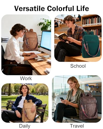 FADEON Leather Laptop Backpack for Women